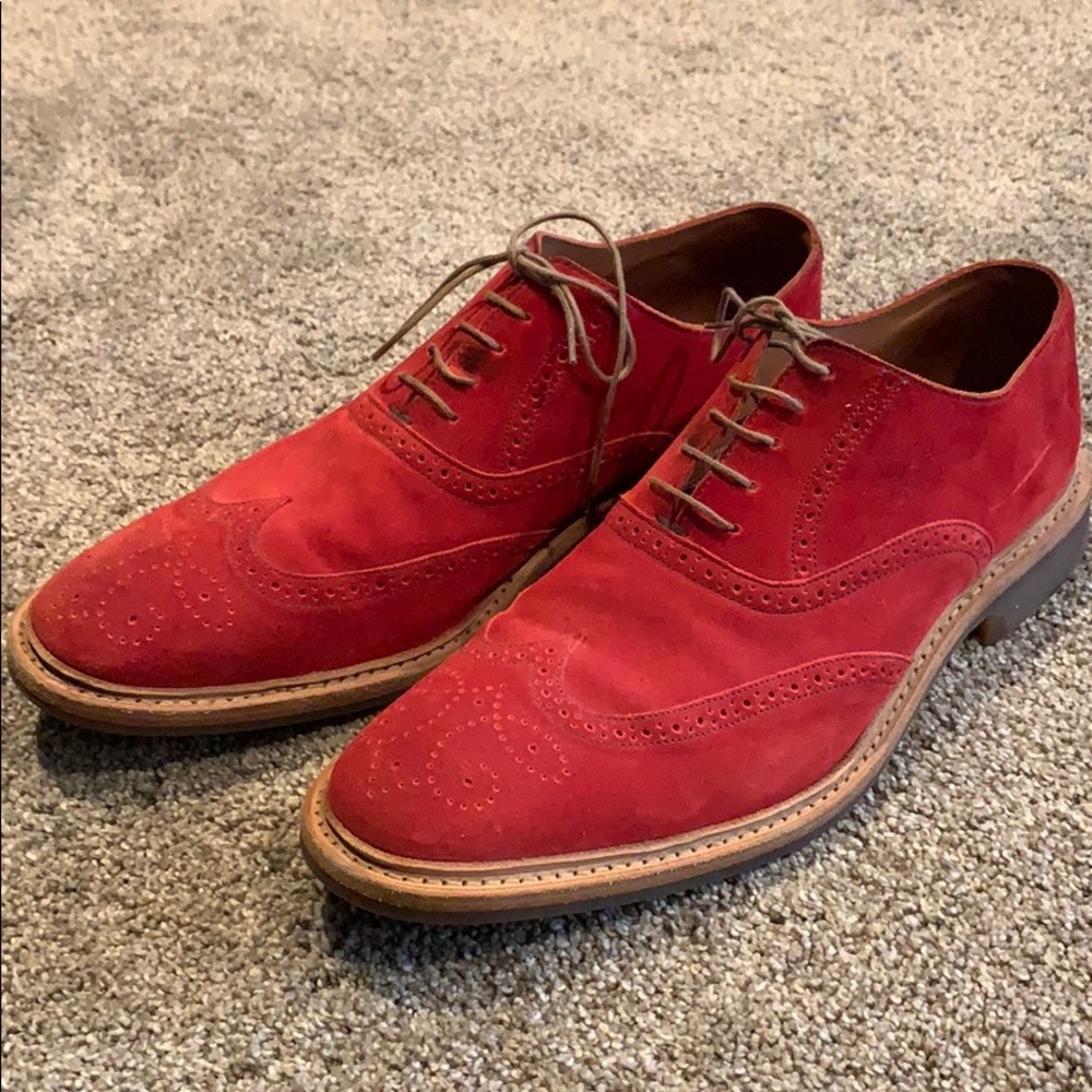 Heschung red suede wingtips